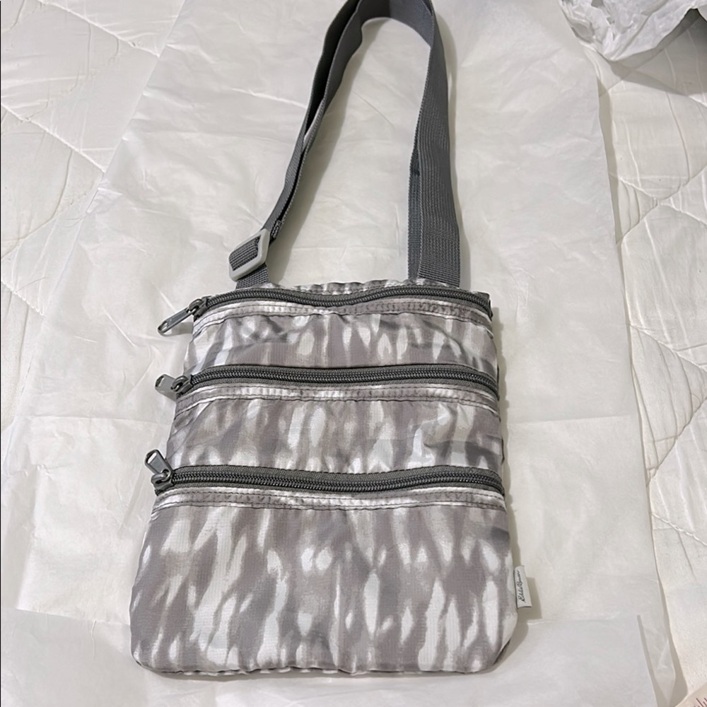 Eddie Bauer Gray and White Crossbody Bag